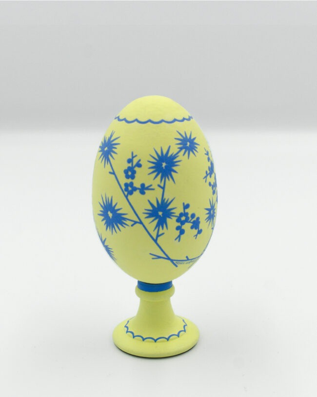 Blue and yellow handpainted goose eggshell